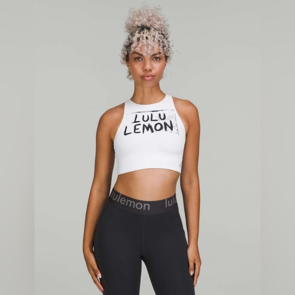 Lululemon Energy High-Neck Longline Bra *Medium Support, B–D Cups in White